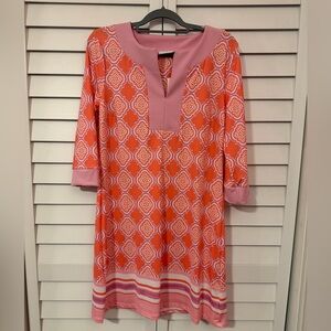 Cabana Life Coral and Pink Geo Tunic Dress